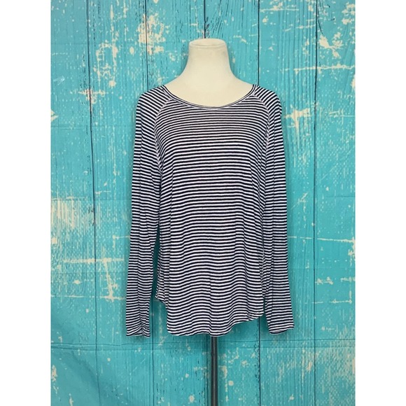 Frame pink black linen stripes long sleeves top size M - Picture 7 of 7